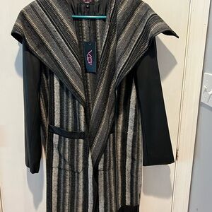 VS Black and Gray Striped Coat